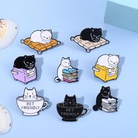 Cute Cat Alloy Stoving Varnish Brooches main image 2