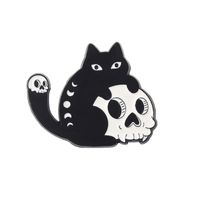 Estilo De Dibujos Animados Gato Cráneo Aleación Barniz De Estufa Metal Broches sku image 3
