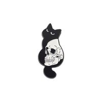 Cartoon Style Cat Skull Alloy Stoving Varnish Metal Brooches sku image 1
