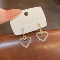 Sweet Heart Shape Alloy Plating Artificial Rhinestones Drop Earrings 1 Pair sku image 1