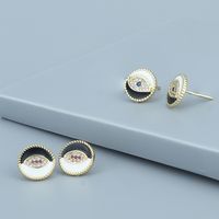 Fashion Round Devil's Eye Copper Ear Studs Stoving Varnish Inlay Zircon Copper Earrings main image 4
