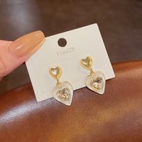 Sweet Heart Shape Alloy Plating Artificial Rhinestones Earrings 1 Pair main image 4