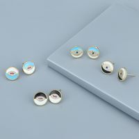 Fashion Round Devil's Eye Copper Ear Studs Stoving Varnish Inlay Zircon Copper Earrings main image 1