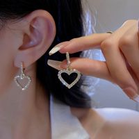 Sweet Heart Shape Alloy Plating Artificial Rhinestones Drop Earrings 1 Pair main image 2