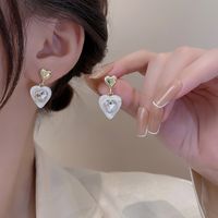Sweet Heart Shape Alloy Plating Artificial Rhinestones Earrings 1 Pair main image 3