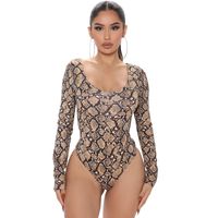 Snakeskin Leopard Polyester Bodysuits sku image 1