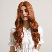 Women's Fashion Light Brown Party Chemical Fiber Centre Parting Long Curly Hair Wigs main image 4