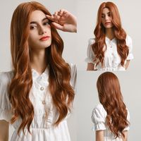 Women's Fashion Light Brown Party Chemical Fiber Centre Parting Long Curly Hair Wigs main image 7