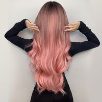 Women's Fashion Grey&pink Party Chemical Fiber Centre Parting Long Curly Hair Wigs main image 2