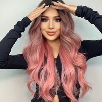 Women's Fashion Grey&pink Party Chemical Fiber Centre Parting Long Curly Hair Wigs main image 1