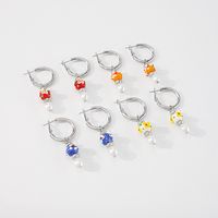 Cute Flower Imitation Pearl Alloy Resin Drop Earrings main image 1