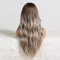 Women's Fashion Light Brown Party Chemical Fiber Centre Parting Long Curly Hair Wigs main image 2