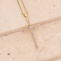 Stainless Steel Copper 18K Gold Plated Fashion Inlay Cross Zircon Pendant Necklace main image 7