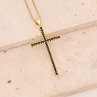 Stainless Steel Copper 18K Gold Plated Fashion Inlay Cross Zircon Pendant Necklace main image 9