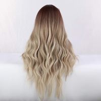Women's Fashion Light Brown Party Chemical Fiber Centre Parting Long Curly Hair Wigs main image 3