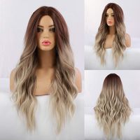 Women's Fashion Light Brown Party Chemical Fiber Centre Parting Long Curly Hair Wigs main image 5