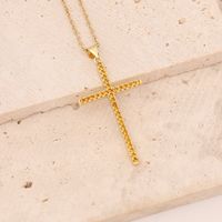 Stainless Steel Copper 18K Gold Plated Fashion Inlay Cross Zircon Pendant Necklace sku image 7