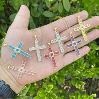 Stainless Steel Copper 18K Gold Plated Fashion Inlay Cross Zircon Pendant Necklace main image 2