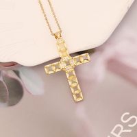 Stainless Steel Copper 18K Gold Plated Fashion Inlay Cross Zircon Pendant Necklace main image 10