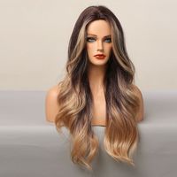Women's Sweet Brown Party Chemical Fiber Centre Parting Long Curly Hair Wigs main image 4