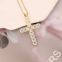 Stainless Steel Copper 18K Gold Plated Fashion Inlay Cross Zircon Pendant Necklace sku image 6