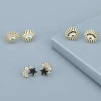 Fashion Geometric Star Eye Copper Ear Studs Zircon Copper Earrings main image 6