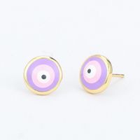 Retro Geometric Eye Copper Ear Studs Stoving Varnish Zircon Copper Earrings sku image 1