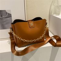 Women's Pu Leather Solid Color Fashion Chain Bucket Magnetic Buckle Crossbody Bag main image 2