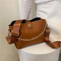 Women's Pu Leather Solid Color Fashion Chain Bucket Magnetic Buckle Crossbody Bag main image 5