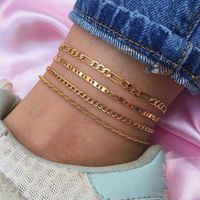 Simple Style Geometric Metal Layered Anklet 4 Piece Set main image 4
