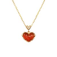 Fashion Heart Shape Alloy Inlay Rhinestone Agate Necklace main image 5