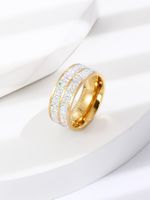 304 Stainless Steel 14K Gold Plated Fashion Inlay Circle Rhinestones Rings main image 2