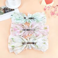 Cute Ditsy Floral Chiffon Bow Knot Hair Clip main image 2