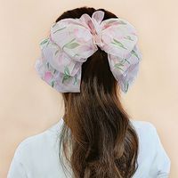 Cute Ditsy Floral Chiffon Bow Knot Hair Clip main image 1