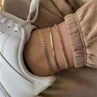 Fashion Geometric Metal Plating Anklet 3 Piece Set main image 5