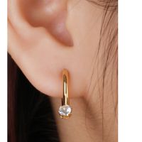 Glam Circle Titanium Steel Earrings Plating Artificial Rhinestones Stainless Steel Earrings main image 4