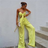 Women's Streetwear Solid Color Polyester Splicing Backless Pants Sets main image 2