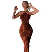 Streetwear Solid Color Collarless Sleeveless Backless Polyester Dresses Knee-length Sheath Dress main image 4