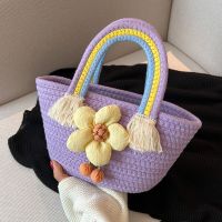 Vacation Solid Color Flower Bucket Tote Bag main image 4