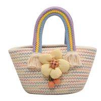 Vacation Solid Color Flower Bucket Tote Bag main image 5
