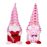 Cute Valentine's Day Gift Pink Rudolf Heart Couple Doll Decoration main image 4