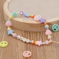 Acrylic Beads Female Love Letters Mixed Color Peach Heart Five-pointed Star Mobile Phone Strap sku image 1