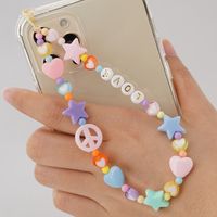 Acrylic Beads Female Love Letters Mixed Color Peach Heart Five-pointed Star Mobile Phone Strap main image 1