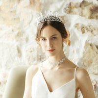 Hot Selling Fashion Bridal Headdress Retro Crystal Column Pearl Big Crown Headhair main image 6