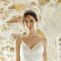 Hot Selling Fashion Bridal Headdress Retro Crystal Column Pearl Big Crown Headhair main image 5