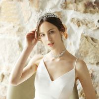 Hot Selling Fashion Bridal Headdress Retro Crystal Column Pearl Big Crown Headhair main image 4