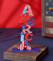 New Independence Day Decorations Wooden Letter Faceless Dwarf Ornaments main image 4
