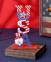 New Independence Day Decorations Wooden Letter Faceless Dwarf Ornaments sku image 1