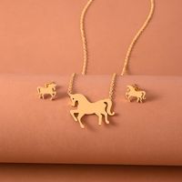 304 Stainless Steel Classic Style Plating Horse Jewelry Set main image 5