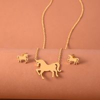 304 Stainless Steel Classic Style Plating Horse Jewelry Set main image 1